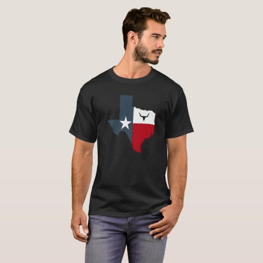 Texas Longhorn Lone Star Texas Flag T-Shirt (Vorne ganz)