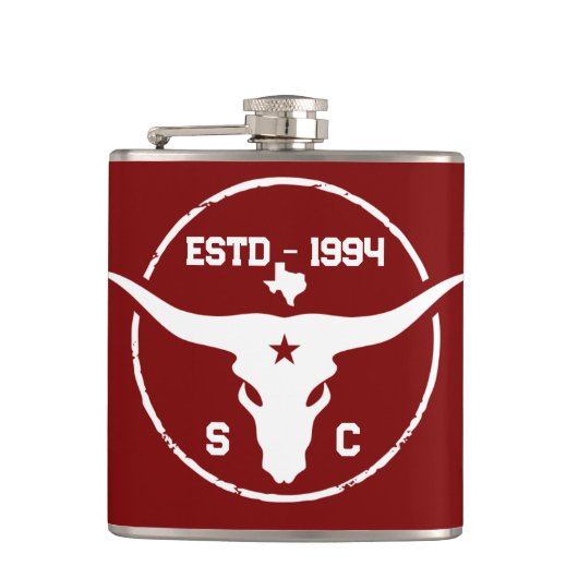 Texas Longhorn Monogram Initials Flachmann (Vorderseite)