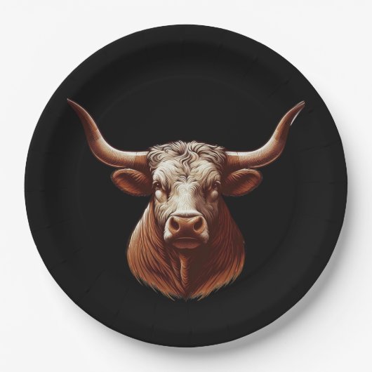 Texas Longhorn Pappteller (Vorderseite)