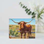 Texas longhorn postkarte (Stehend Vorderseite)