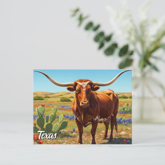 Texas longhorn postkarte (Stehend Vorderseite)