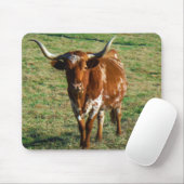 Texas Longhorn Rind Kuh Foto Rustikal Mousepad (Mit Mouse)