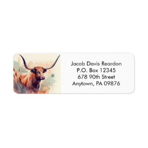 Texas Longhorn Rücksendeetikett
