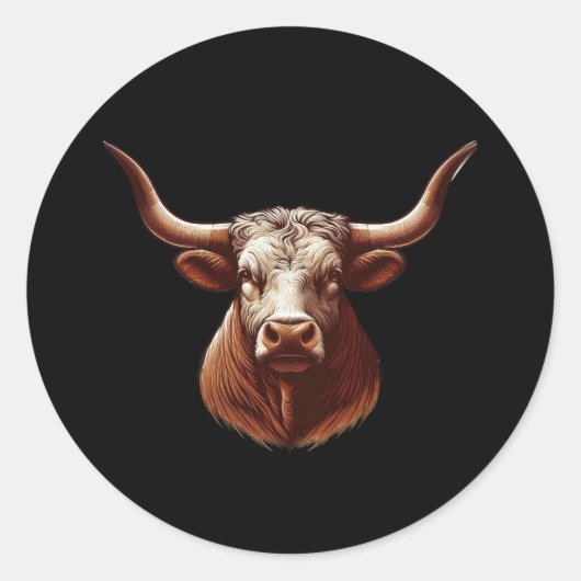 Texas Longhorn Runder Aufkleber (Vorderseite)
