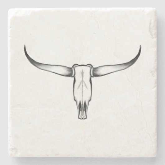 Texas Longhorn Skull Pillow Steinuntersetzer (Vorderseite)
