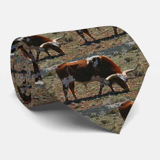 Texas Longhorn Steg Druck auf Western Necktie Krawatte (Gerollt)