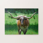 Texas Longhorn steuern auf Western Ranch Puzzle (Horizontal)