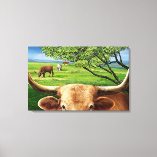Texas Longhorn Wrapped Canvas Leinwanddruck (Vorderseite)