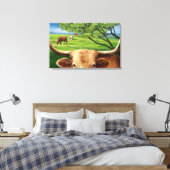 Texas Longhorn Wrapped Canvas Leinwanddruck (Insitu (Schlafzimmer))