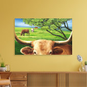 Texas Longhorn Wrapped Canvas Leinwanddruck (Insitu (Wohnzimmer))