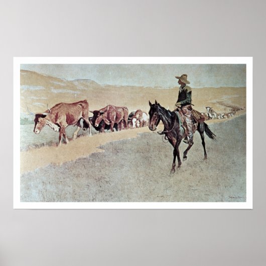 Texas Longhorns (Öl auf Leinwand) Poster (Vorne)