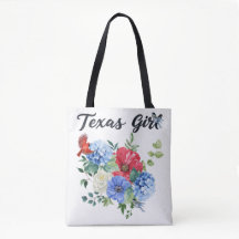 Texas Mädchen mit rot/weiß/blauen Blumen & Vögeln