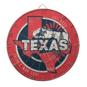 Texas Man Cave Benutzerdefinierter Name Gründungsd Dartscheibe