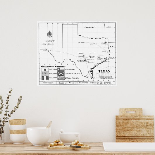 Texas Map, 1933 Poster (Küche)