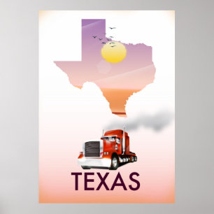 Texas Map Big Rig Poster