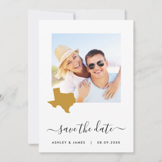 Texas Map Foto Wedding Save the Date Card (Vorderseite)