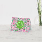 Texas Map Pink & Green Preppy Mit Monogramm Dankeskarte (Vorderseite)