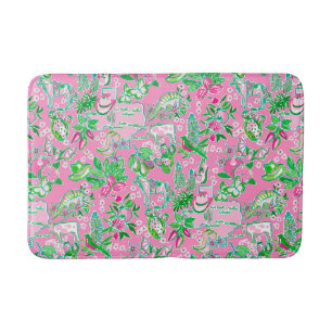 Texas Map Pink & Green Preppy Muster Badematte