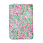 Texas Map Pink & Green Preppy Muster Badematte (Vorderseite Vertikal)