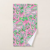 Texas Map Pink & Green Preppy Muster Badhandtuch Set (Handtuch)