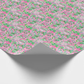 Texas Map Pink & Green Preppy Muster Geschenkpapier (Ecke)