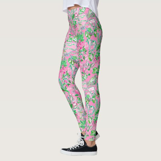 Texas Map Pink & Green Preppy Muster Leggings (Links)