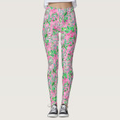 Texas Map Pink & Green Preppy Muster Leggings (Vorderseite)