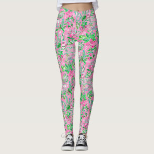 Texas Map Pink & Green Preppy Muster Leggings