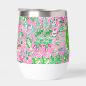 Texas Map Pink & Green Preppy Muster Mit Monogramm (Rechts)
