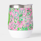 Texas Map Pink & Green Preppy Muster Mit Monogramm (Links)