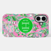 Texas Map Pink & Green Preppy Muster Mit Monogramm Case-Mate iPhone Hülle (Rückseite (Horizontal))