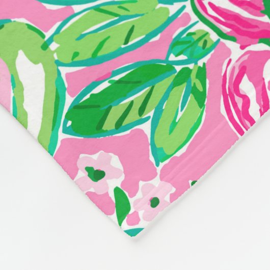 Texas Map Pink & Green Preppy Muster Mit Monogramm Fleecedecke (Ecke)