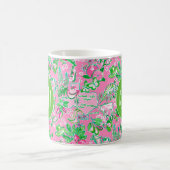 Texas Map Pink & Green Preppy Muster Mit Monogramm Kaffeetasse (Mittel)