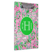 Texas Map Pink & Green Preppy Muster Mit Monogramm Klemmbrett (Rechts)