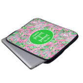 Texas Map Pink & Green Preppy Muster Mit Monogramm Laptopschutzhülle (Vorne Knopf)