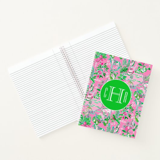 Texas Map Pink & Green Preppy Muster Mit Monogramm Notizblock (Innenseite)