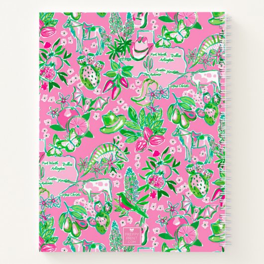 Texas Map Pink & Green Preppy Muster Mit Monogramm Notizblock (Rückseite)