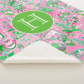 Texas Map Pink & Green Preppy Muster Mit Monogramm Sherpadecke (3/4)