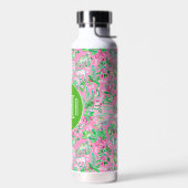 Texas Map Pink & Green Preppy Muster Mit Monogramm Trinkflasche (Links)