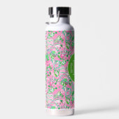 Texas Map Pink & Green Preppy Muster Mit Monogramm Trinkflasche (Rechts)