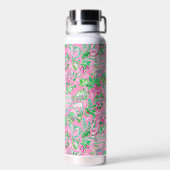 Texas Map Pink & Green Preppy Muster Mit Monogramm Trinkflasche (Rückseite)