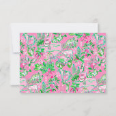 Texas Map Pink & Green Preppy Muster Personalisier Dankeskarte (Rückseite)