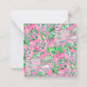 Texas Map Pink & Green Preppy Muster Personalisier Mitteilungskarte (Rückseite)