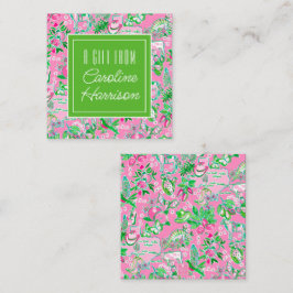 Texas Map Pink & Green Preppy Muster Personalisier Mitteilungskarte