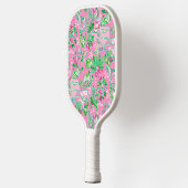 Texas Map Pink & Green Preppy Muster Pickleball Schläger (Links)