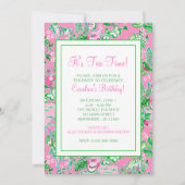 Texas Map Pink & Green Preppy Pattern Party Einladung (Vorderseite)