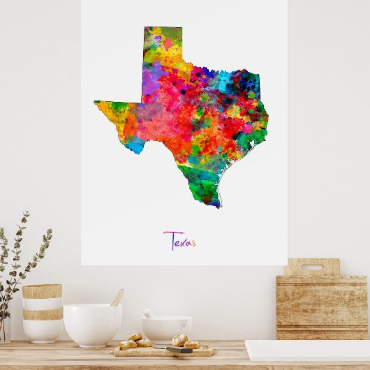 Texas Map Poster (Küche)