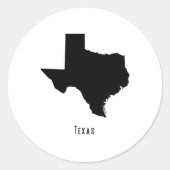 Texas Map - Schwarz und Weiß Moderne Texas Karte Runder Aufkleber (Vorderseite)