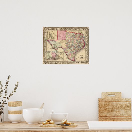 Texas Map von Mitchell Poster (Küche)