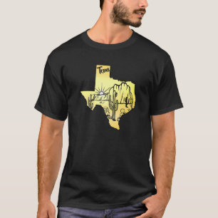 Texas Map Wilde Wüste Sonnenuntergang Sommer Hand T-Shirt